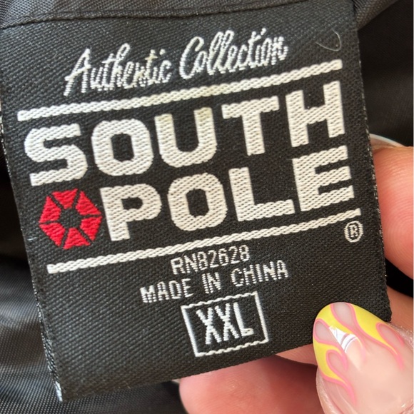 Vintage Y2K South Pole Men’s Reversible Puffer Bomber Jacket Coat Black Grey XXL - Picture 8 of 9